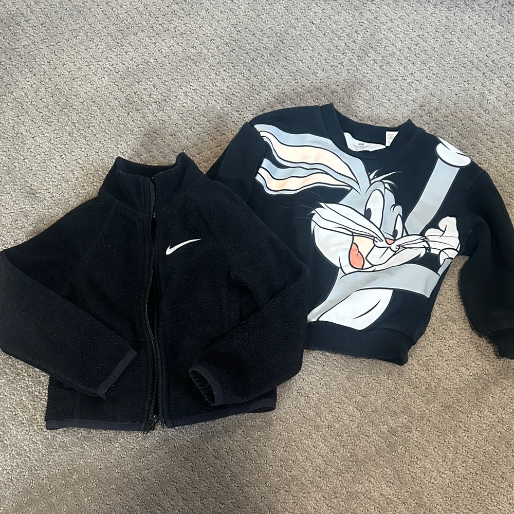 Nike Black Fleece Jacket and Bugs Bunny Sweatshirt